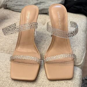 Marc Fisher Nude and Silver Heeled Sandals